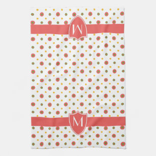 Paño De Cocina Moda Monograma Rojo Polka Blanco Dots Kitchen Toal
