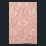 Paño De Cocina Moda romántica elegante Damasco floral<br><div class="desc">Elegante diseño adamascado floral de inspiración vintage con flores monocromáticas de durazno pastel monocromo claro-oscuro,  rollitos frondosos y bolsitas de delicadas cintas de encaje. Este patrón es fluido y puede ampliarse o reducirse.</div>