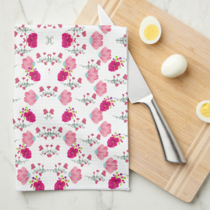Paño De Cocina Moda rosa y rojo Impresión floral sin inconvenient