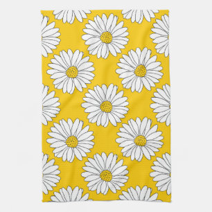 Paño De Cocina Modelo amarillo 2 de la margarita blanca