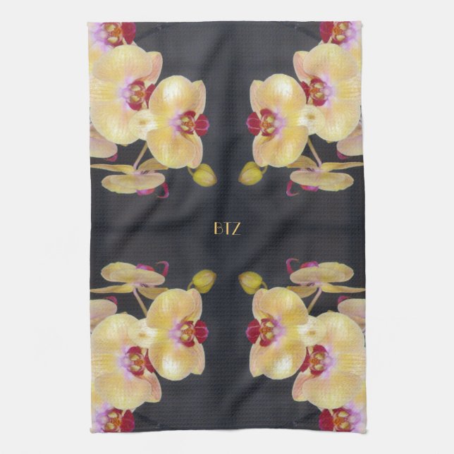 Paño De Cocina Modelo amarillo de la orquídea (Vertical)