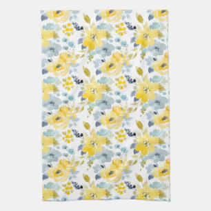Paño De Cocina Modelo amarillo y azul de la acuarela
