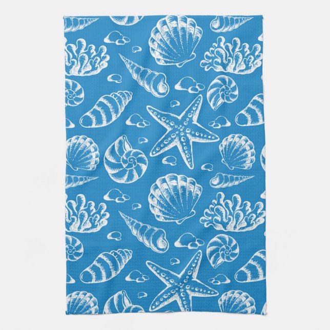Paño De Cocina Modelo azul de la playa (Vertical)