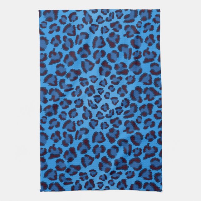 Paño De Cocina modelo azul de la textura del leopardo (Vertical)
