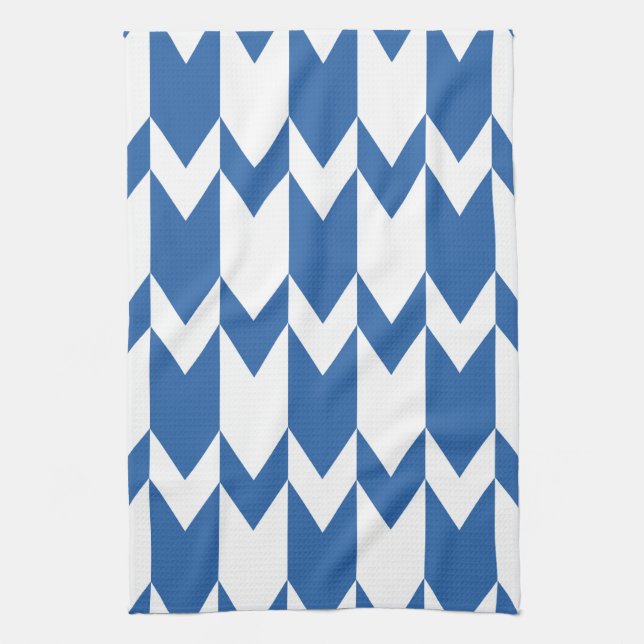 Paño De Cocina Modelo azul marino y blanco de Chevron (Vertical)