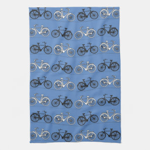 Paño De Cocina Modelo azul retro de la bicicleta