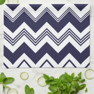 Paño De Cocina Modelo blanco de Chevron de los azules marinos