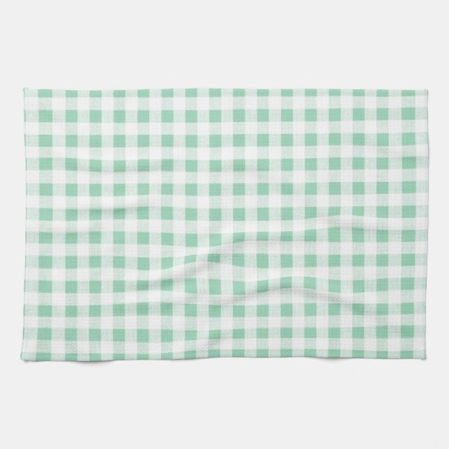 Paño De Cocina Modelo blanco de la guinga de la verde menta (Horizontal)