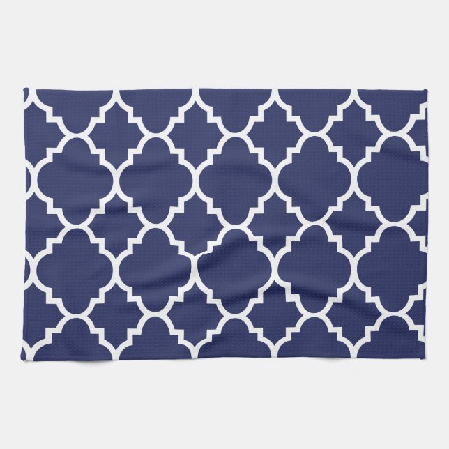 Paño De Cocina Modelo blanco del marroquí de Quatrefoil de los (Horizontal)