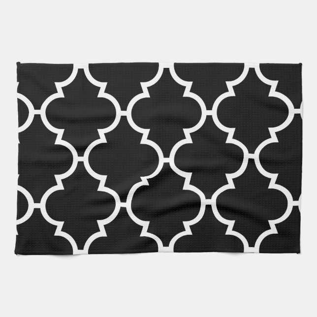 Paño De Cocina Modelo blanco negro de Quatrefoil (Horizontal)
