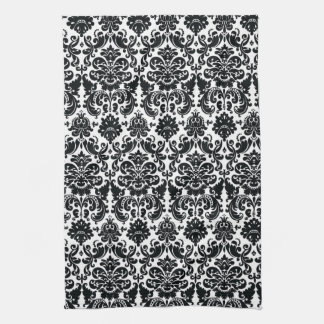 Paño De Cocina Modelo blanco negro elegante del damasco del