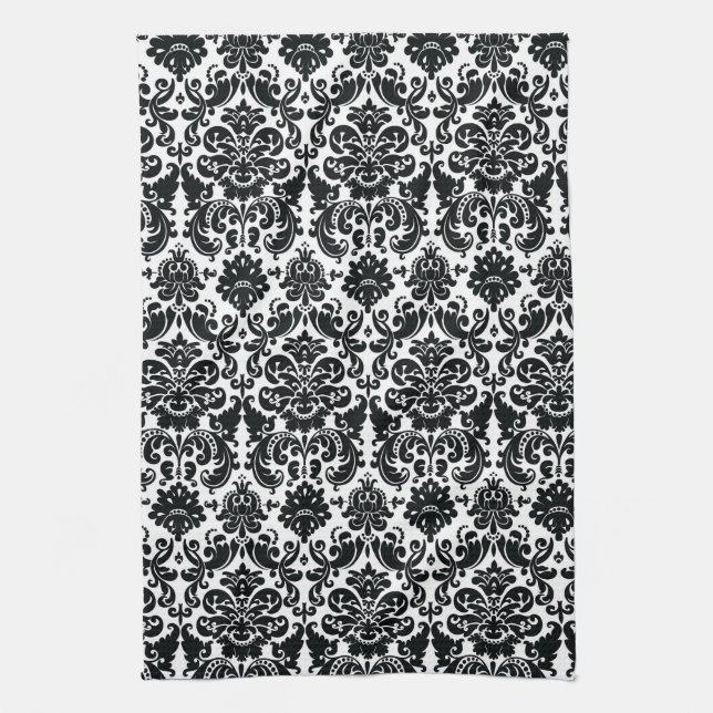 Paño De Cocina Modelo blanco negro elegante del damasco del (Vertical)