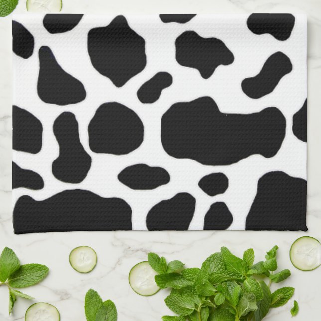Paño De Cocina modelo blanco y negro de la impresión de la vaca (Doblado)