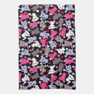 Paño De Cocina modelo con los gatos lindos 3 del doodle del