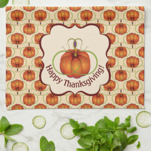 Paño De Cocina Modelo Curvy anaranjado del otoño de la calabaza