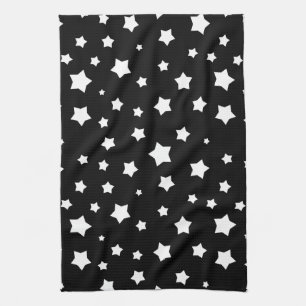 Paño De Cocina Modelo de estrellas blanco y negro