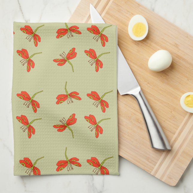 Paño De Cocina Modelo de la libélula (Doblado Cuarto)