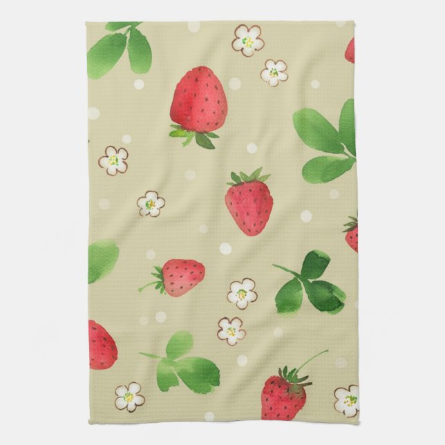 Paño De Cocina Modelo de las fresas de la acuarela (Vertical)