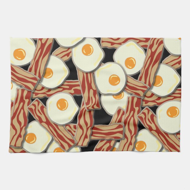 Paño De Cocina Modelo de tocino y de los huevos (Horizontal)