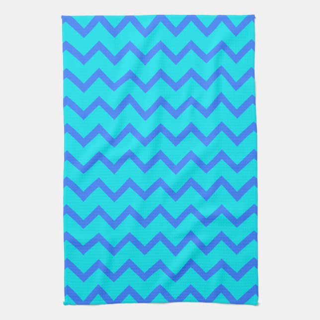 Paño De Cocina Modelo de zigzag azul y verde azulado (Vertical)
