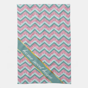 Paño De Cocina Modelo de zigzag rosado del purpurina