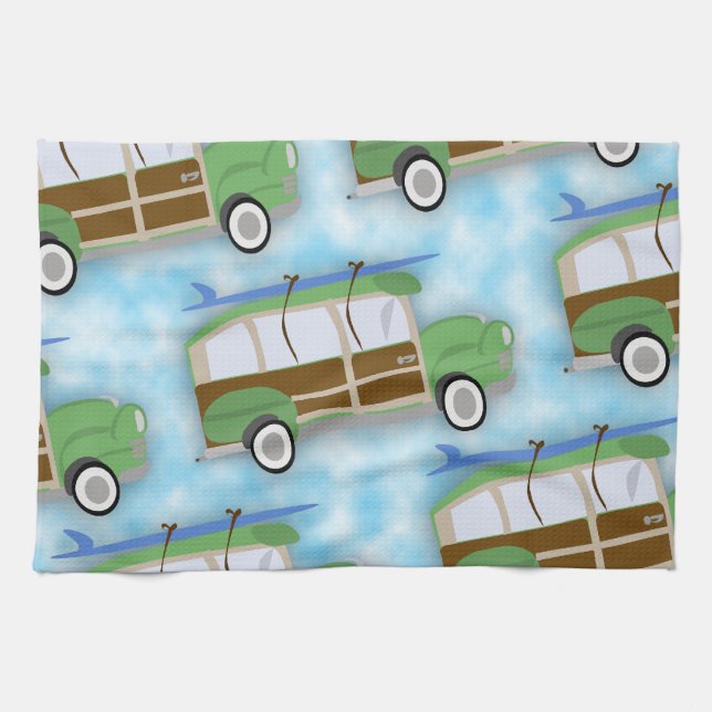 Paño De Cocina Modelo del carro de Woodie Surfin (Horizontal)