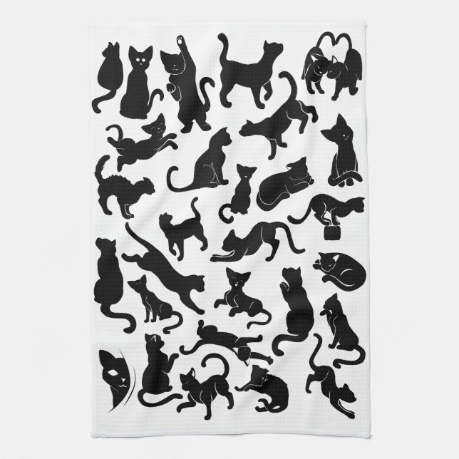 Paño De Cocina Modelo del gato negro (Vertical)