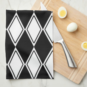 Paño De Cocina Modelo del Harlequin blanco y negro