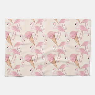 Paño De Cocina Modelo del helado del flamenco y del flamenco