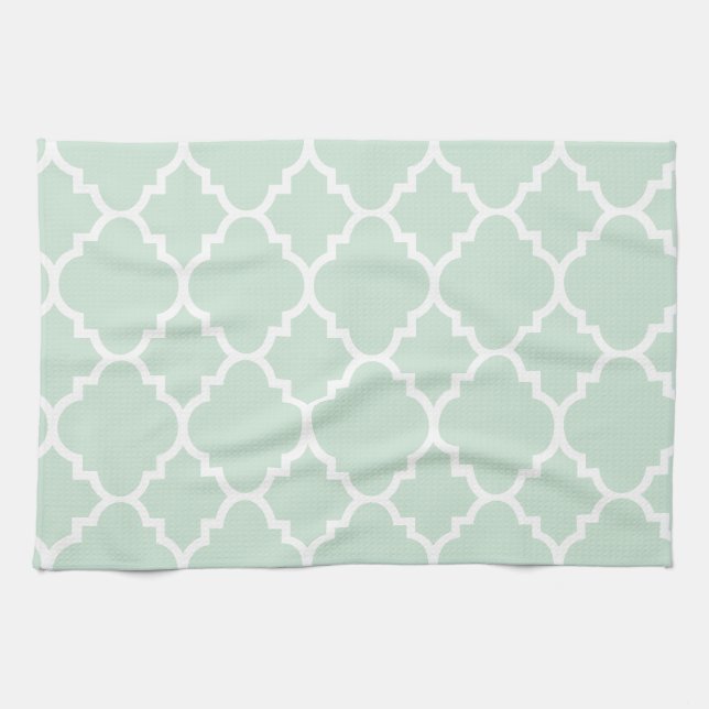 Paño De Cocina Modelo del marroquí de Quatrefoil de la verde (Horizontal)