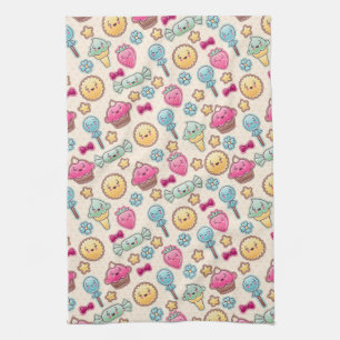 Paño De Cocina Modelo del niño de Kawaii con doodles lindos