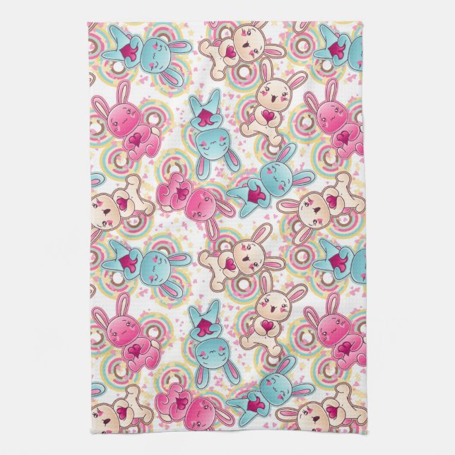 Paño De Cocina Modelo del niño de Kawaii con Doodles lindos (Vertical)