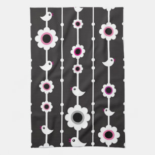 Paño De Cocina modelo del pájaro y de flores