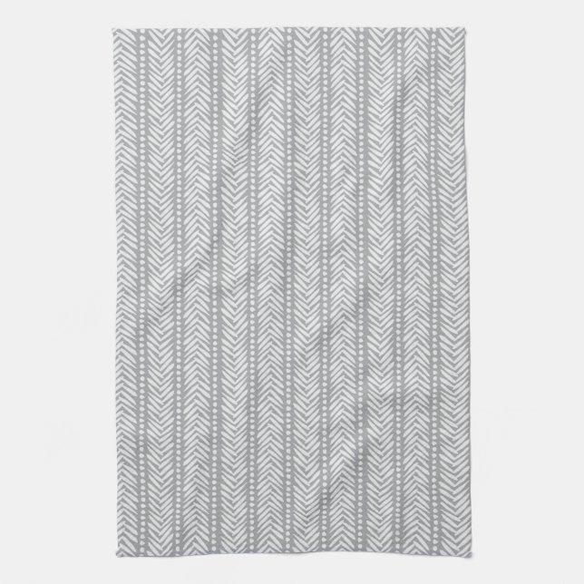 Paño De Cocina Modelo dibujado mano gris de Chevron (Vertical)