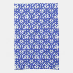 Paño De Cocina Modelo elegante del damasco. Azul y blanco