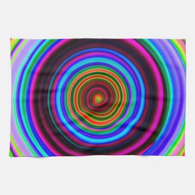 Paño De Cocina Modelo espiral retro de neón del círculo (Horizontal)