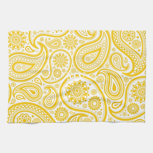 Paño De Cocina Modelo floral amarillo de Paisley (Horizontal)