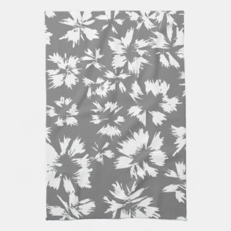 Paño De Cocina Modelo floral gris y blanco elegante