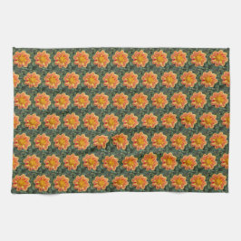 Paño De Cocina Modelo floral naranja Collarette Dahlia