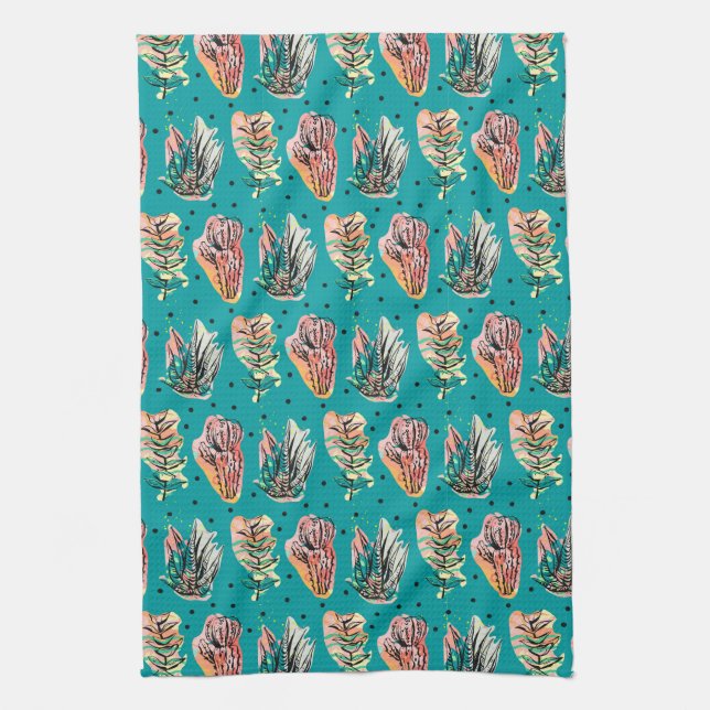 Paño De Cocina Modelo gráfico abstracto del Succulent del cactus (Vertical)