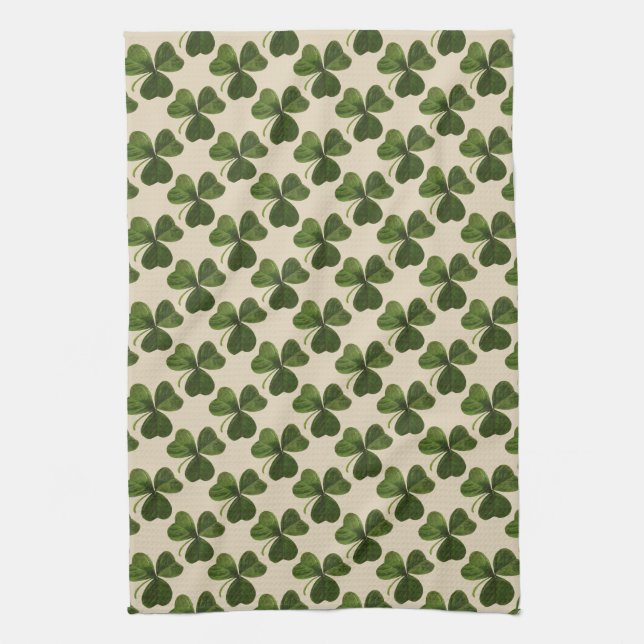 Paño De Cocina Modelo irlandés verde del trébol de la primavera (Vertical)