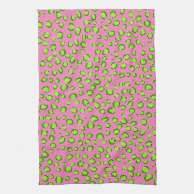 Paño De Cocina Modelo moderno de leopardo rosa verde (Vertical)