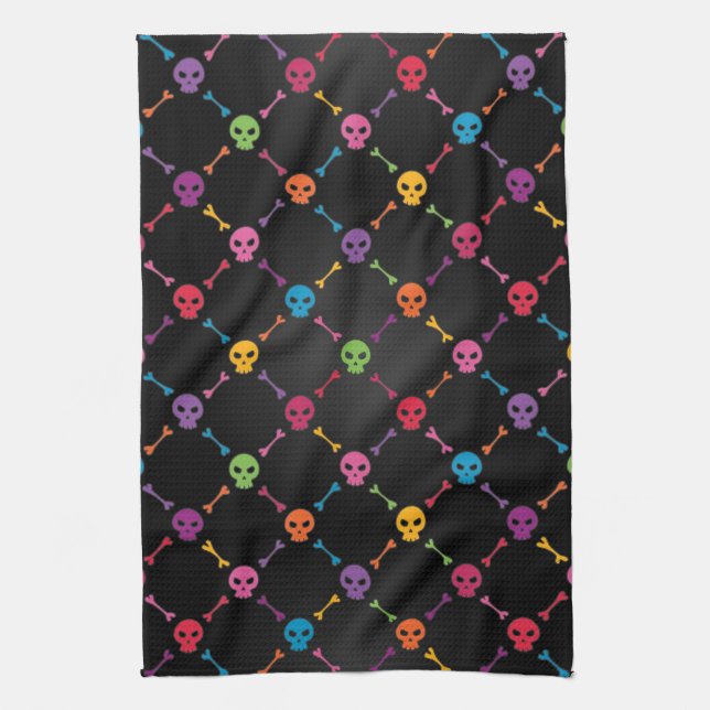 Paño De Cocina Modelo multicolor con los cráneos (Vertical)