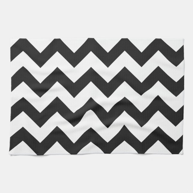Paño De Cocina Modelo negro y blanco de moda de Chevron (Horizontal)