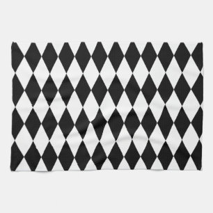 Paño De Cocina Modelo negro y blanco del Harlequin del diamante