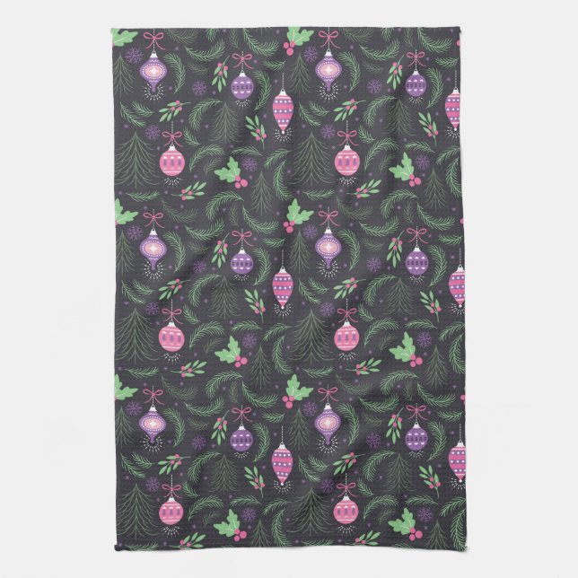 Paño De Cocina Modelo púrpura del ornamento del navidad del (Vertical)