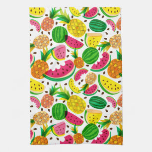 Paño De Cocina Modelo rojo y amarillo de la fruta tropical
