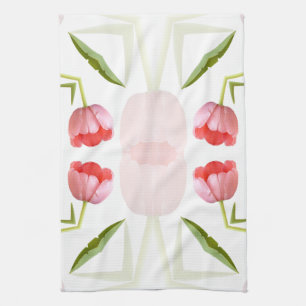 Paño De Cocina Modelo rosado del caleidoscopio del tulipán