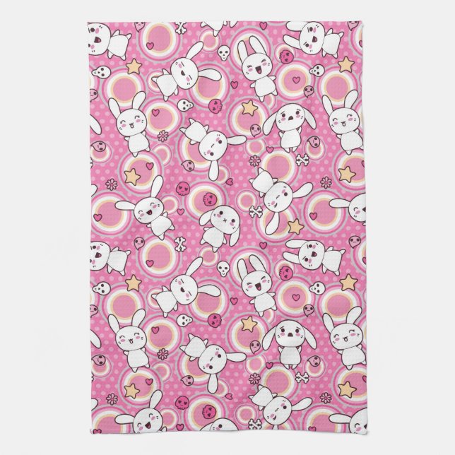 Paño De Cocina modelo rosado del kawaii (Vertical)