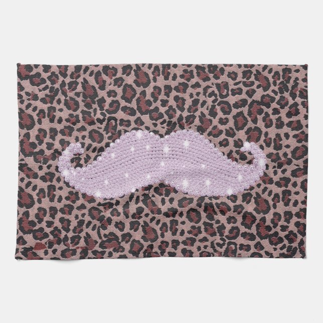 Paño De Cocina Modelo rosado divertido del bigote y del estampado (Horizontal)